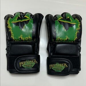 Premier Martial Arts Black and Green Punching Gloves